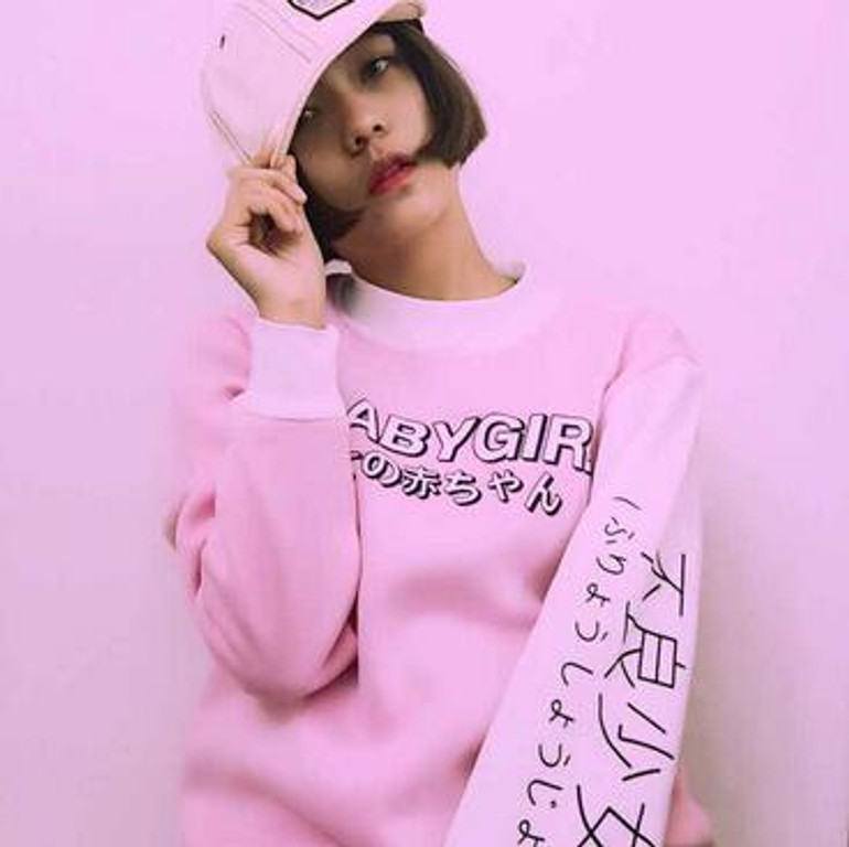 2017 Spring Autumn Japanese Bad Girl Printed Sweatshirts Cashmere Thickened Casual Loose Hoodies Women Harajuku Fashion Shirt