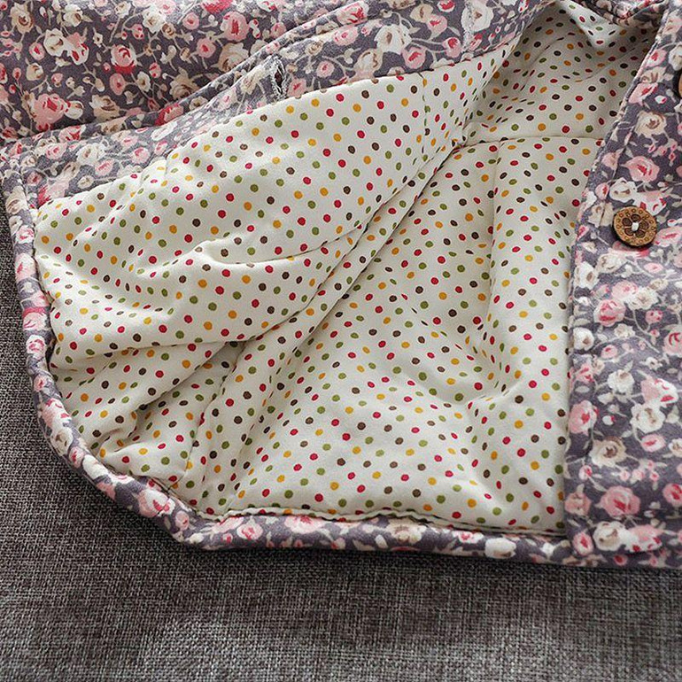 Warm Winter Baby Girls Parkas Floral Lovely Hooded Cotton Thicken Jackets Coat Outerwear Snow Wear Casaco+bag