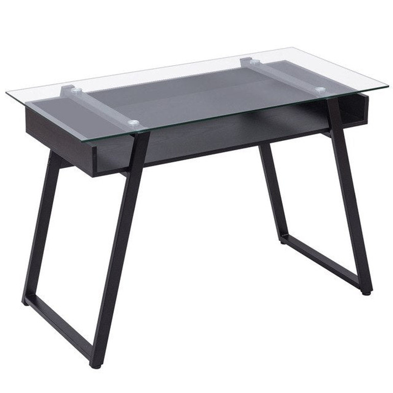 Modern Glass Top Computer Desk PC Laptop
