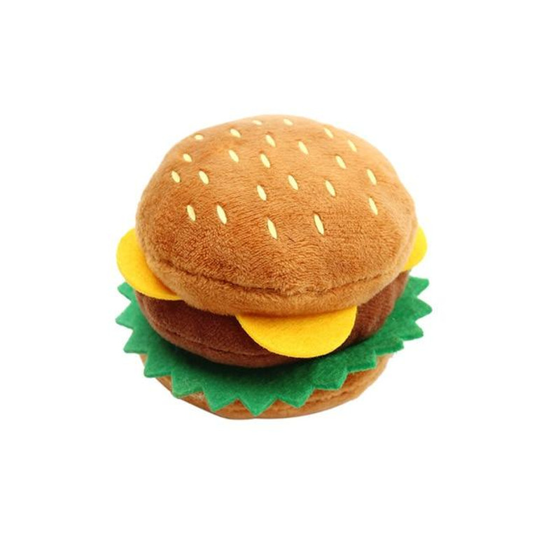 Plush Hamburger Dog Toy