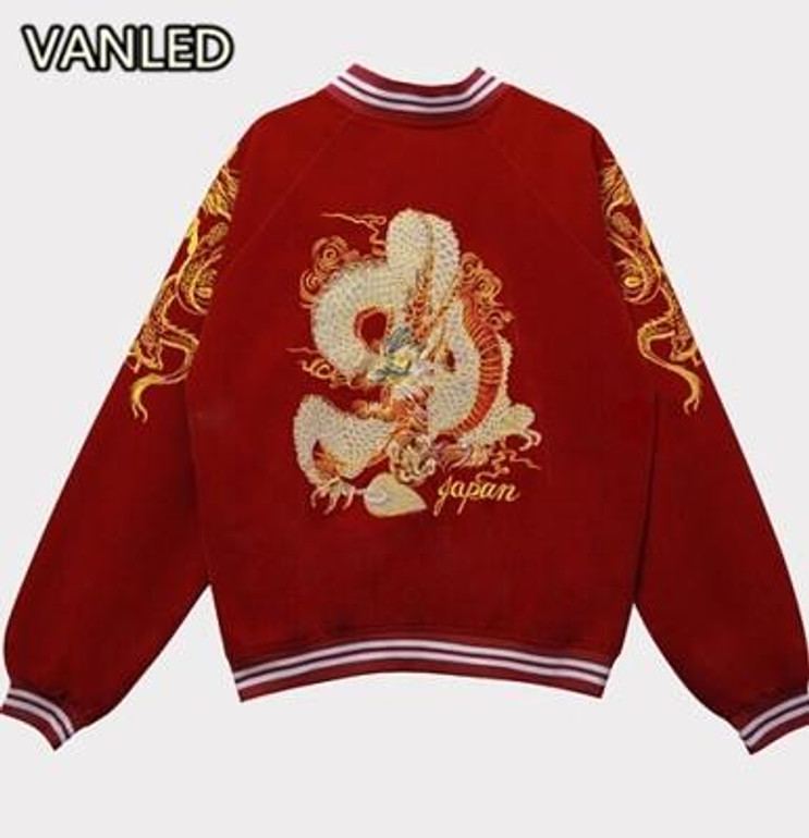 Harajuku 2017 Punk Japanese Yokosuka Embroidery Dragon Zipper Bomber Baseball Jacket Lovers Jacket