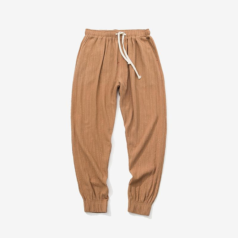 Cotton and Linen Casual Pants Men Solid Color Loose Drawstring Harem Pant Fashion Man Summer Thin Brand Trousers Large Size 5XL