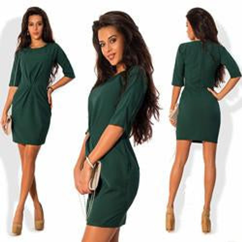 2017 New Womens Summer Dresses Bodycon Elegant OL Style O-Neck Half Sleeve Sheath Package hips Dress Blue Red Female Dress