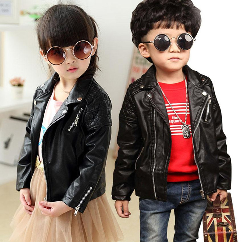 Belababy Spring Autumn Kids Jacket PU Leather Girls Jackets Clothes Children Outwear For Baby Girls Boys Clothing Coats Costume