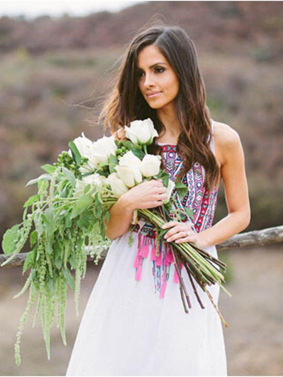 Backless Halter-neck Printed Bohemian Dress