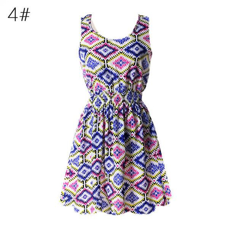 Dress Women Summer Chiffon Sleeveless Sundress Sexy Floral Mini Dress