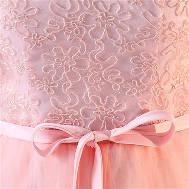 It's YiiYa Luxury Pink V-Neck Half Sleeve Floral Print Lace Cocktail Dress Embroidery Tea-Length Formal Dress Party Gown MX065