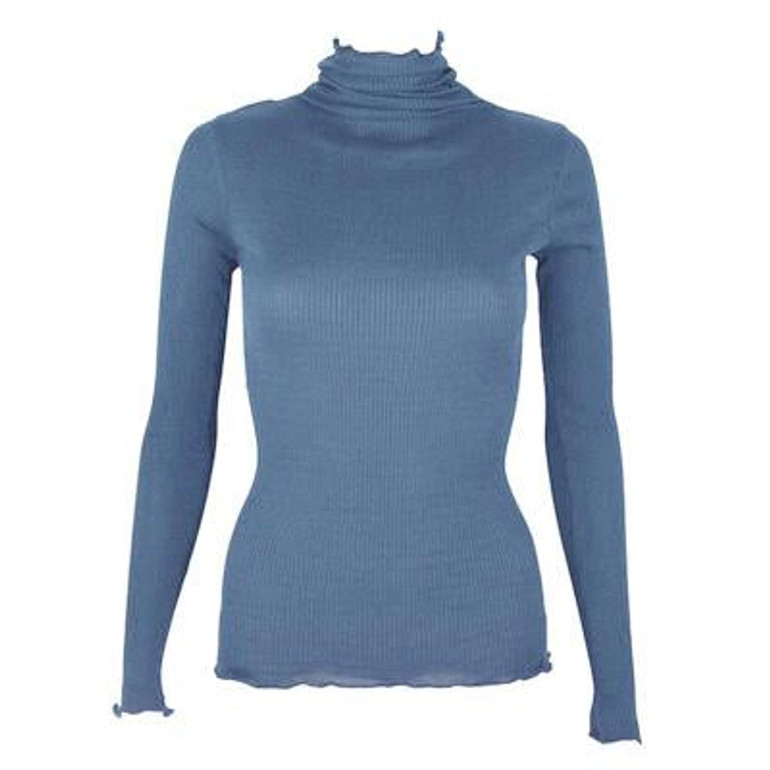 90%Natural Silk 10%Cotton Women pullovers Turtleneck rib knit shirt long sleeve Solid sweater Basic top 2016 Fall Winter