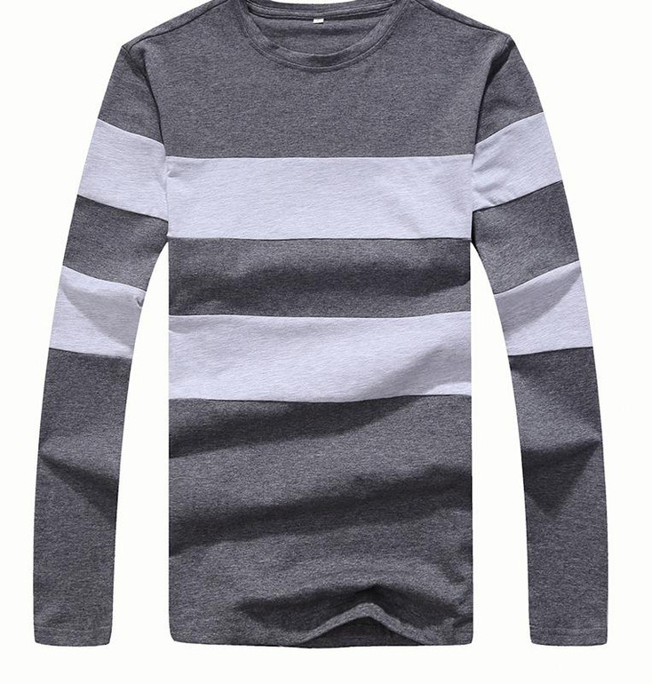 Liseaven 2017 New Autumn Winter Mens Long Sleeve T-Shirt O Neck Striped T Shirt for Men