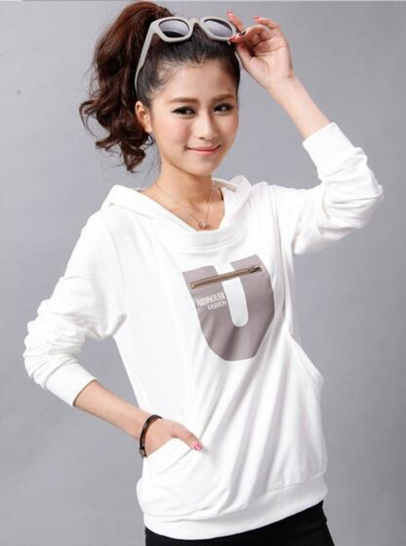 Lisa Colly 2016 Women'S Clothing Hoodies Sweatshirts Hoodie Cotton Black White Hoody Sweatshirts Women Hoodies