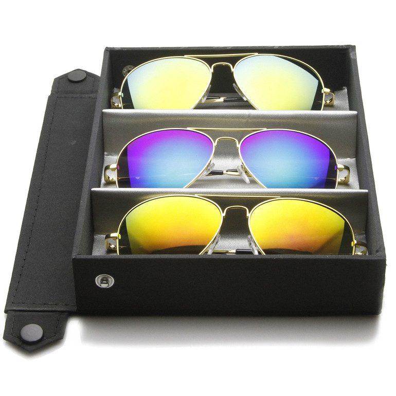 Limited Edition Aviator Sunglasses with Mirror Lenses & Case