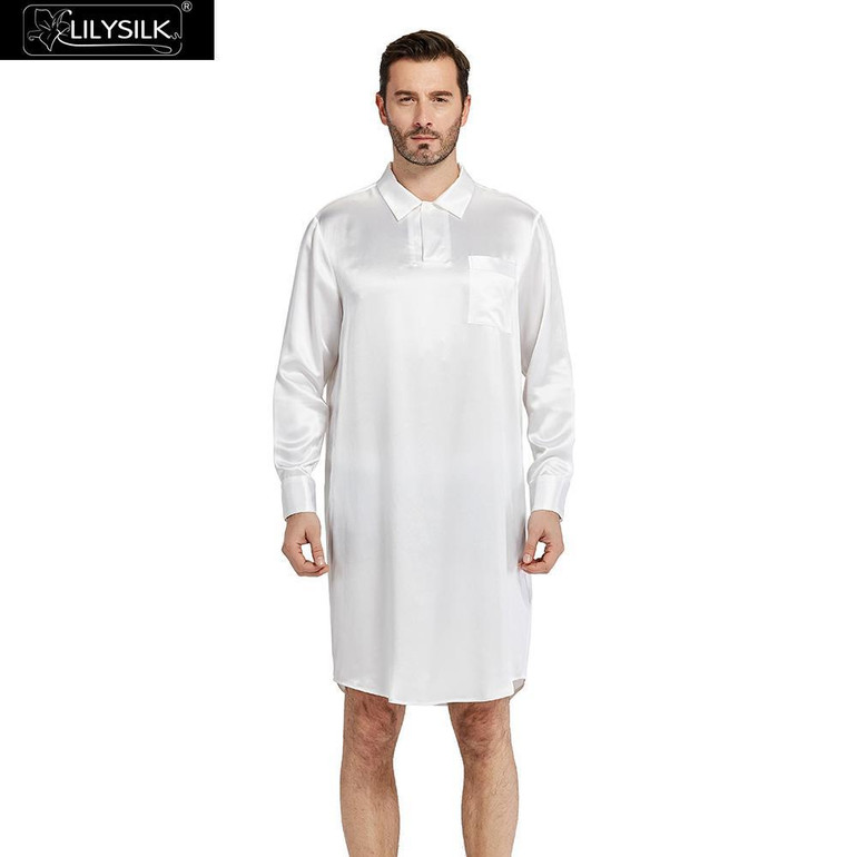 LILYSILK Men’s 22 Momme Long Sleeve Silk Kimono Robe