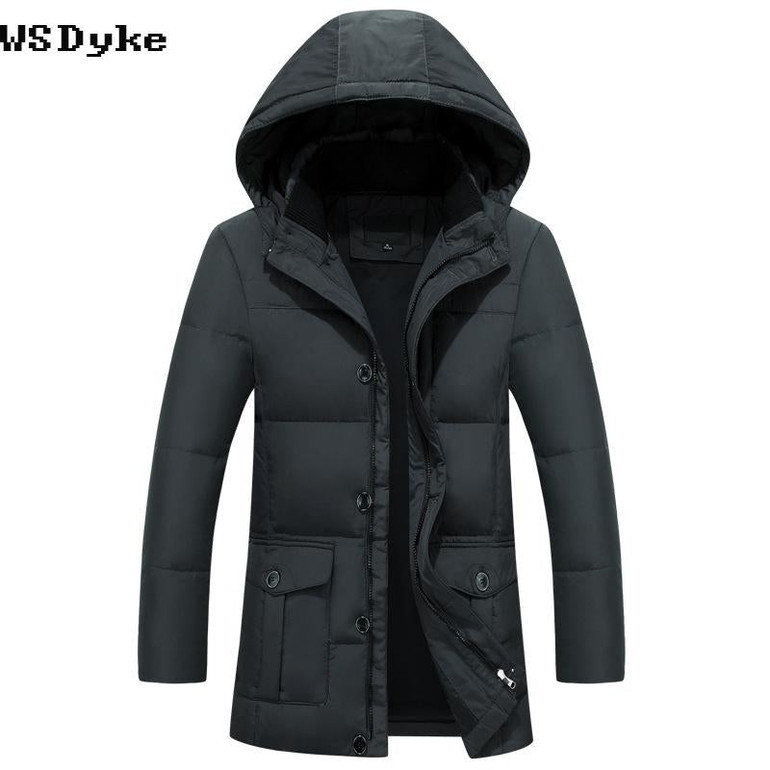 Men's Plus Size Waterproof Down Jacket - 2017 Long Hooded Winter Parka for Casual Style and Warmth