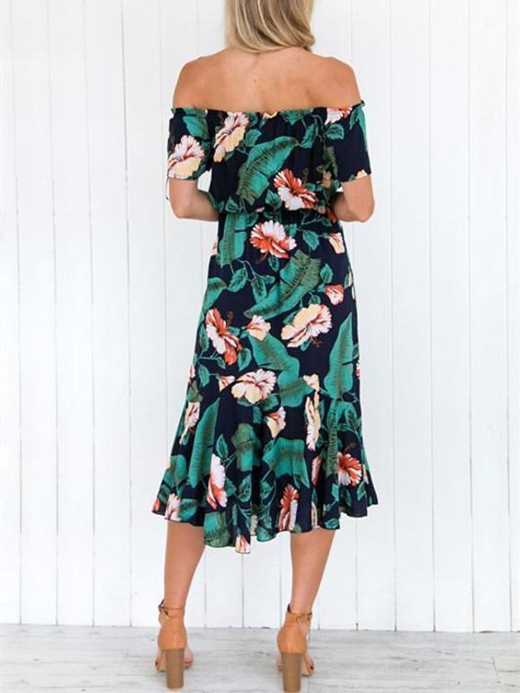 Boho Chic Floral Off-Shoulder Dress for Summer Style