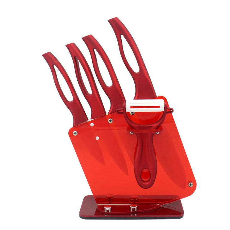 FINDKING Beauty Gifts Zirconia red handle Ceramic Knife with holder kitchen Set 3" 4" 5" 6" inch+ Peeler+Holder kitchen knife
