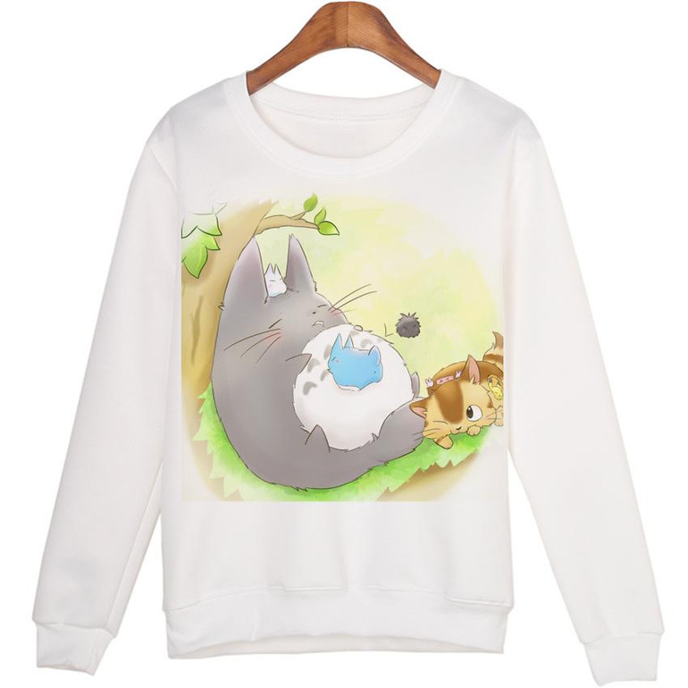 Fevengetoll 2017 Sweatshirts Kawaii Pullovers Moleton New Cute Totoro Hoodies Winter sudaderas mujer WMH35