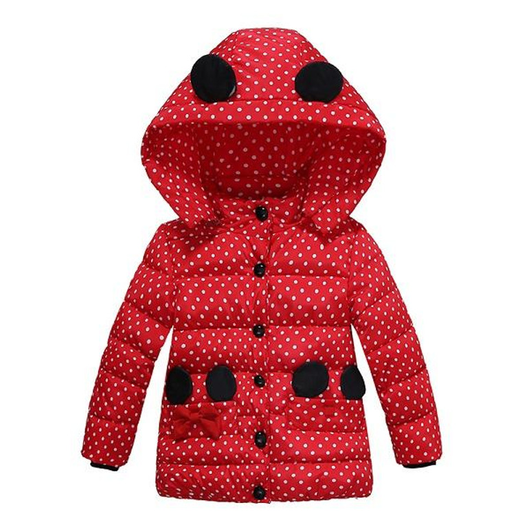 NEW Girls Winter Coat Baby Girls Jacket Warm Outerwear Children Coat fashion Dot Children Clothing Girls Clothes Hooded jacket