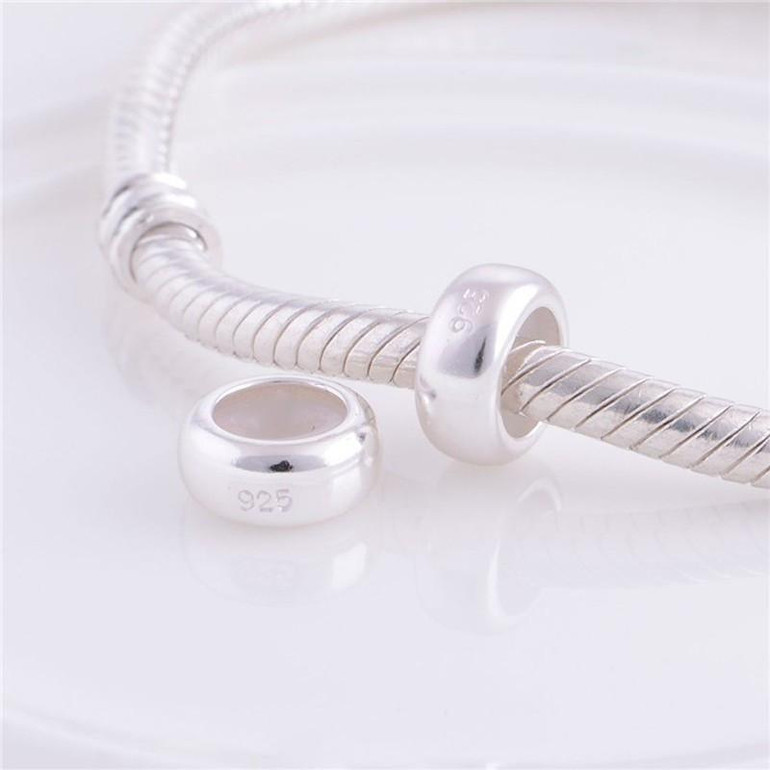 Sterling Silver Spacing Beads Polishing Smooth Beads Safety Mats Fits European Original Charm Bracelets DIY Jewelry Wholesale