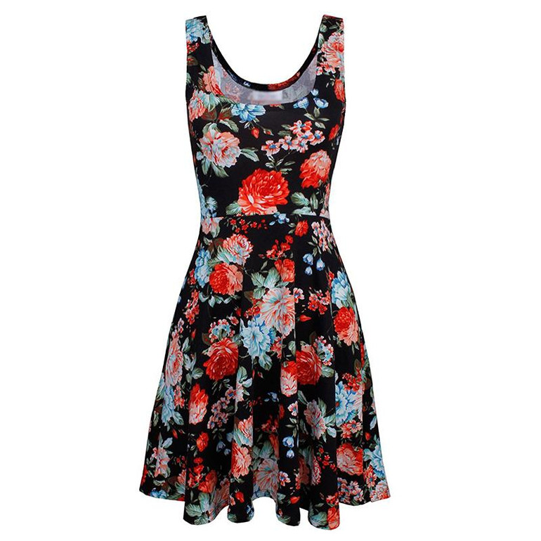 CYAN Casual Plus Size Summer Dress Women 2018 Vintage 50s 60s Sleeveless Dress Ploral Ball Gown Party Dresses Female vestidos