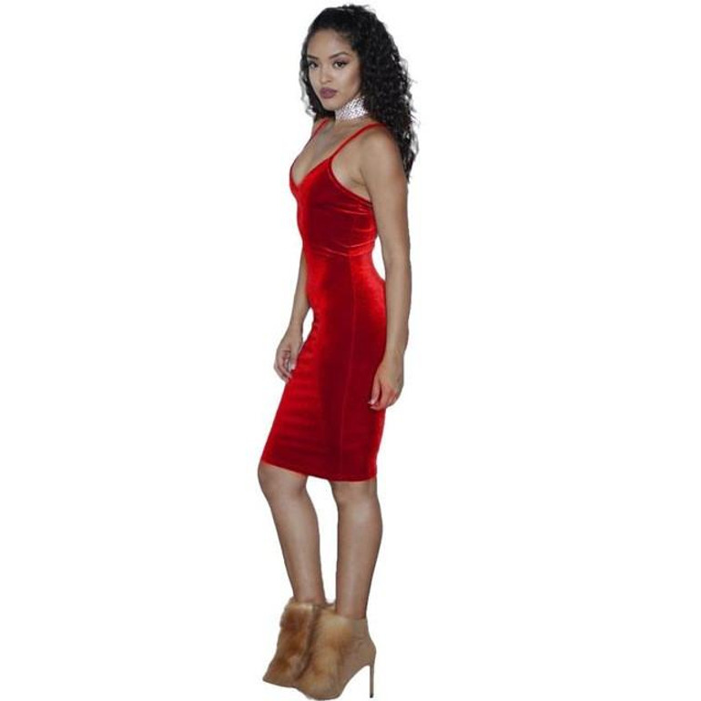 Velvet Dress Women 2017 New Fashion Sexy Bodycon V Neck Sleeveless Solid Evening Party Mini Dresses Ladies vestidos #1206