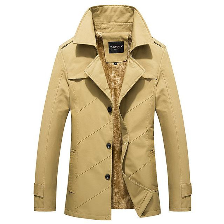 Anbican Fashion Mens Winter Coat Thick Fleece Khaki Parka Jacket 2016 Brand New Windproof Parkas Male Casual Jackets 4XL
