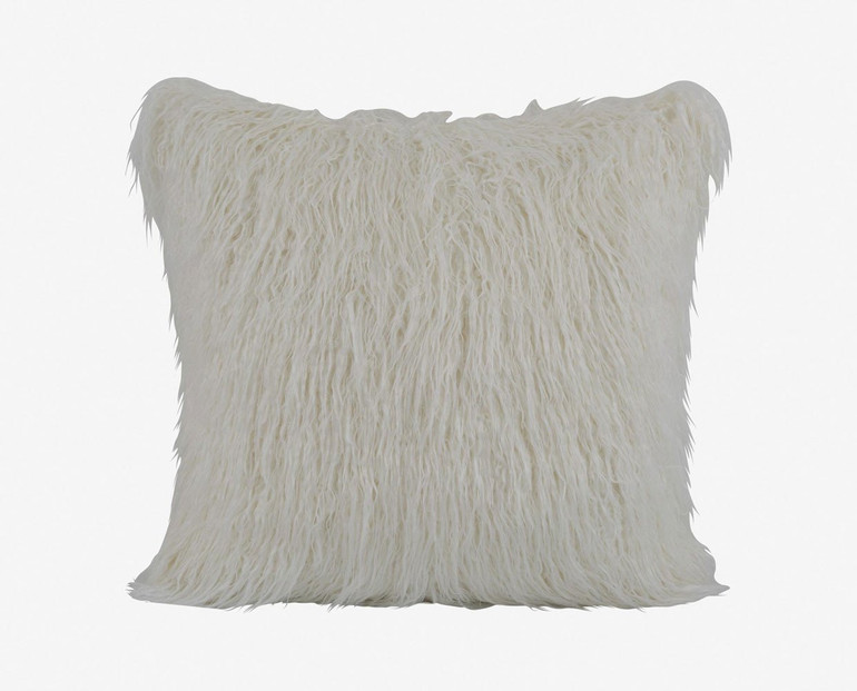 Boras 18 X 18 Mongolian Faux Fur Pillow - White