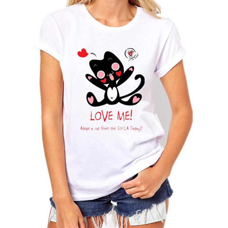 Blusas Femininas 2017 Women Summer Blouses Short Sleeve Q-Neck Blouse Shirts Cat Print Casual Women Shirts Tops Plus Size