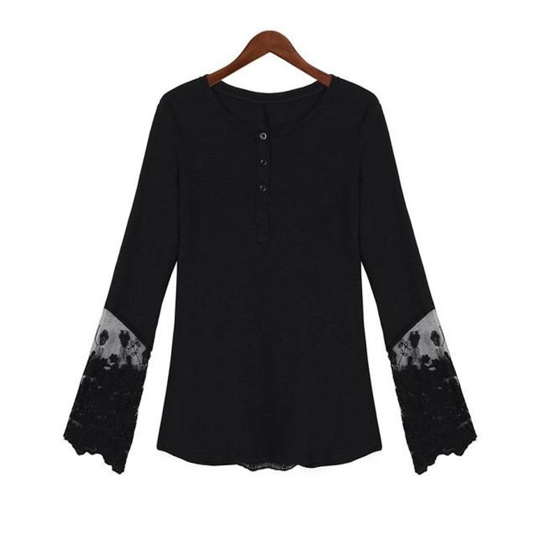 Blusas Femininas 2017 Fashion Women Lace Shirt Spring Autumn Long Sleeve O-Neck Casual Slim Blouse Plus Size S-4XL