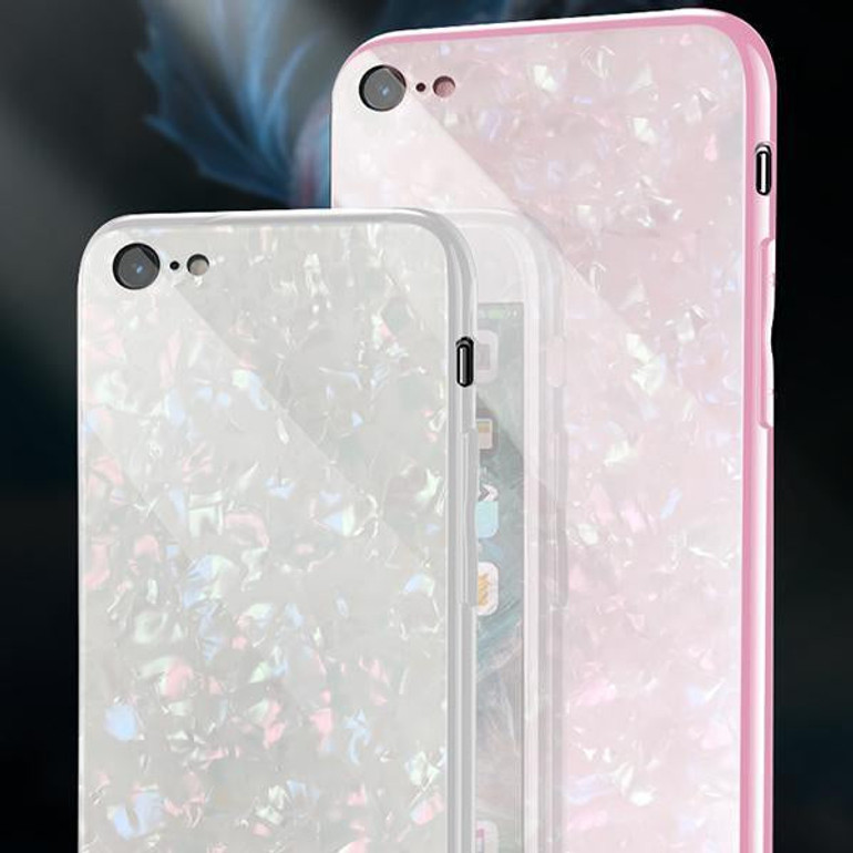 Luxury Shell Pattern Tempered Glass Back Phone Cases for iPhone 6 6s 7 7 Plus 8 X
