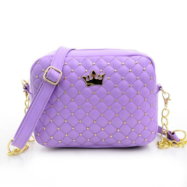 2017 New Fashion Women PU Leather Crossbody Quiled Crown bags Female Rivet Chain Shoulder Bag Women Bag Women Messenger Bags