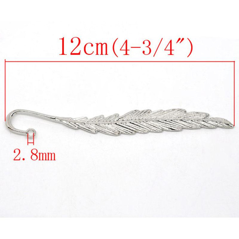 Antique Copper/Silver Tone/Antique Silver/Antique Bronze Zinc Alloy Feather Charm Bookmarks Home Office Storage, 5PCs
