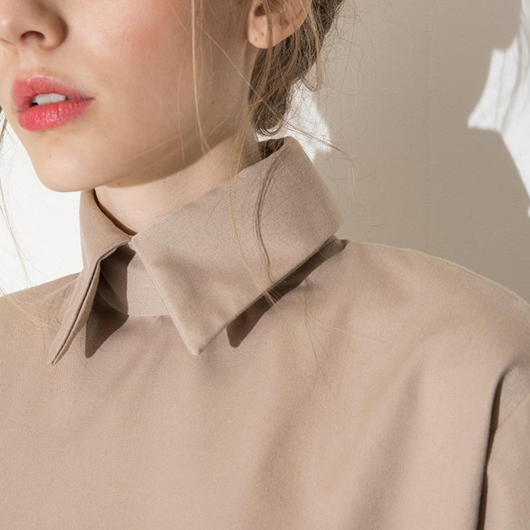 HDY Haoduoyi retro preppy style shirt fashion turn down collar blouse slim women shirt for wholesale and free shipping