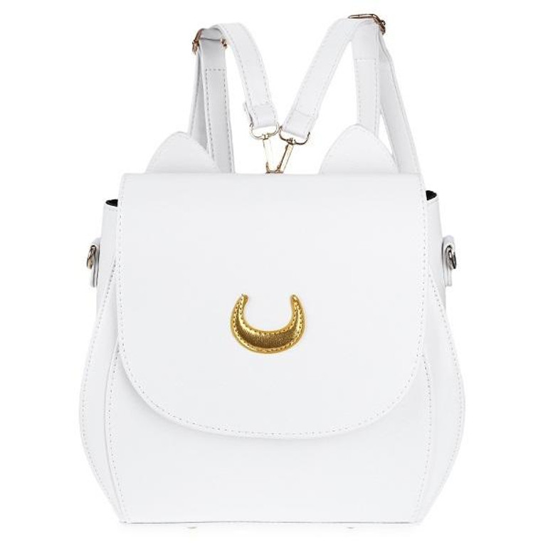 Korean Women Backpack PU Leather Sailor Moon Backpack Multifunction Black White Luna Cat Ladies Backpack Girls Travel Back Pack