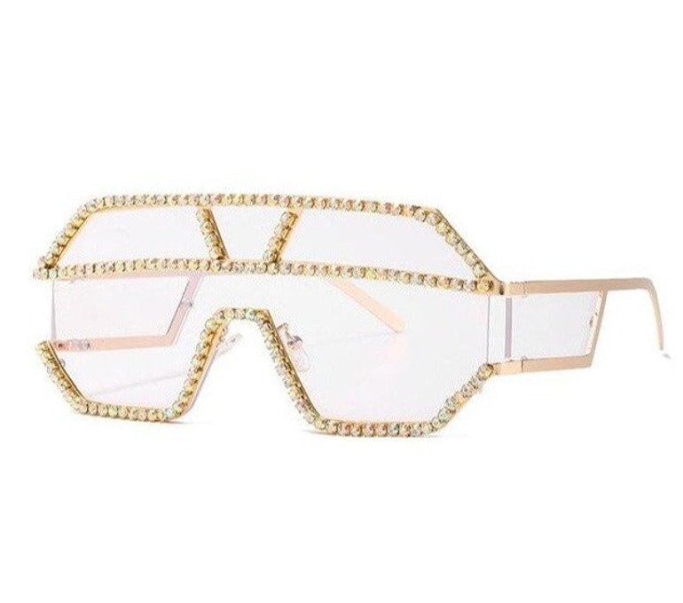 Rectangle Oversized Rhinestone Shades