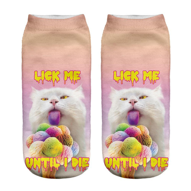 New Cute Cat Pattern Women Socks 3D Printed Unisex Cute Low Cut Ankle Socks Multiple Colors Harajuku Style Cat Socks