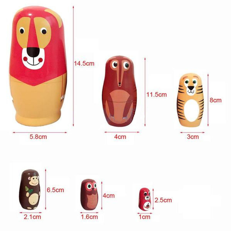 Charming Animals Matryoshka Nesting Dolls 6 Pieces