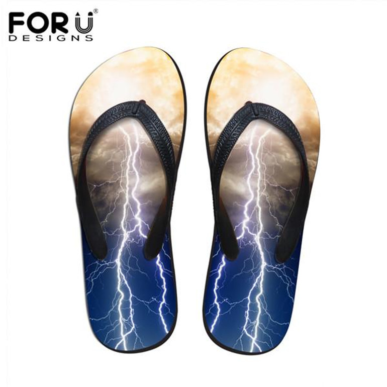 FORUDESIGNS Summer Men's Casual Flip Flops Wear-resistant Beach Sandals Rubber Flat Shoe Slippers for Teenagers Man Men Slipper