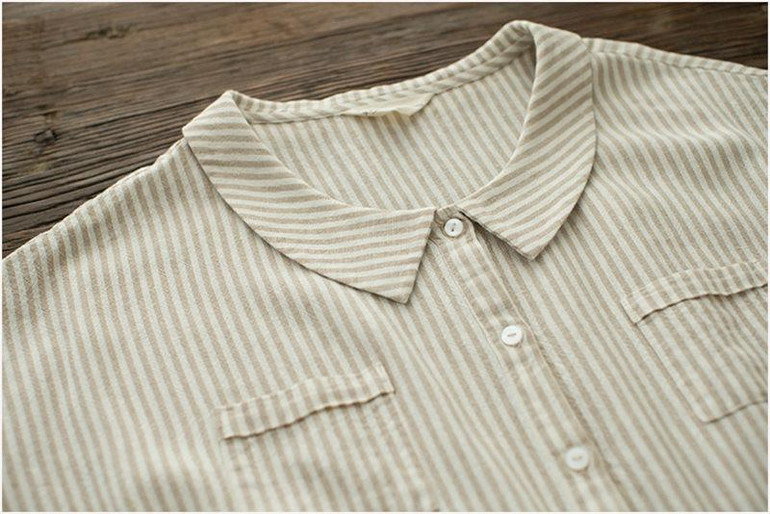 2017 Summer Dress Plus Size Women Clothing Cotton Linen Stripped Print Short Sleeve High Waist A Line Women Dress Thin