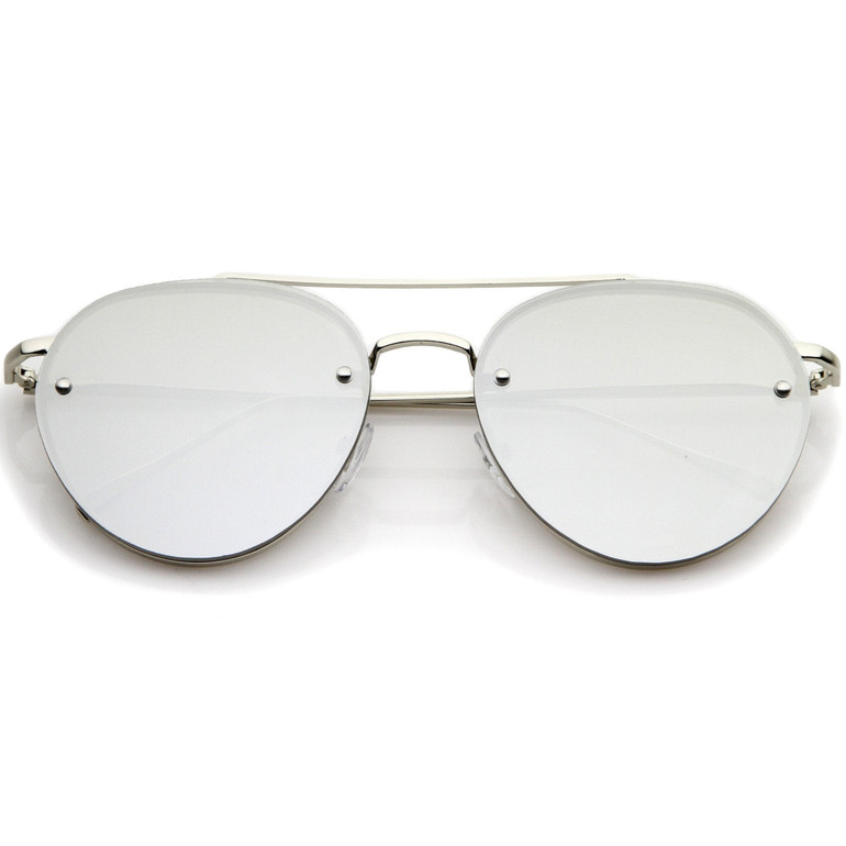 Modern Rimless Mirrored Flat Lens Aviator Sunglasses A823