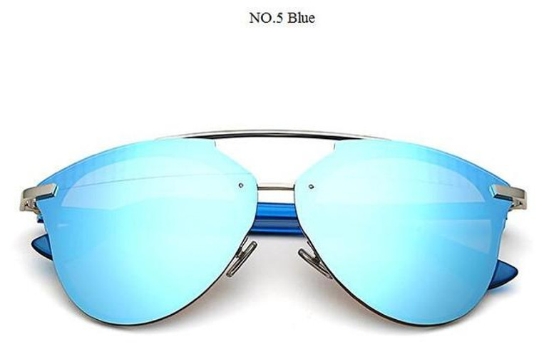 2017 Pink Sunglasses Women Newest Brand Cateye Reflection Mirror Sunglasses Female Half Frame Men Sun Glasses Rose Gold Lunette