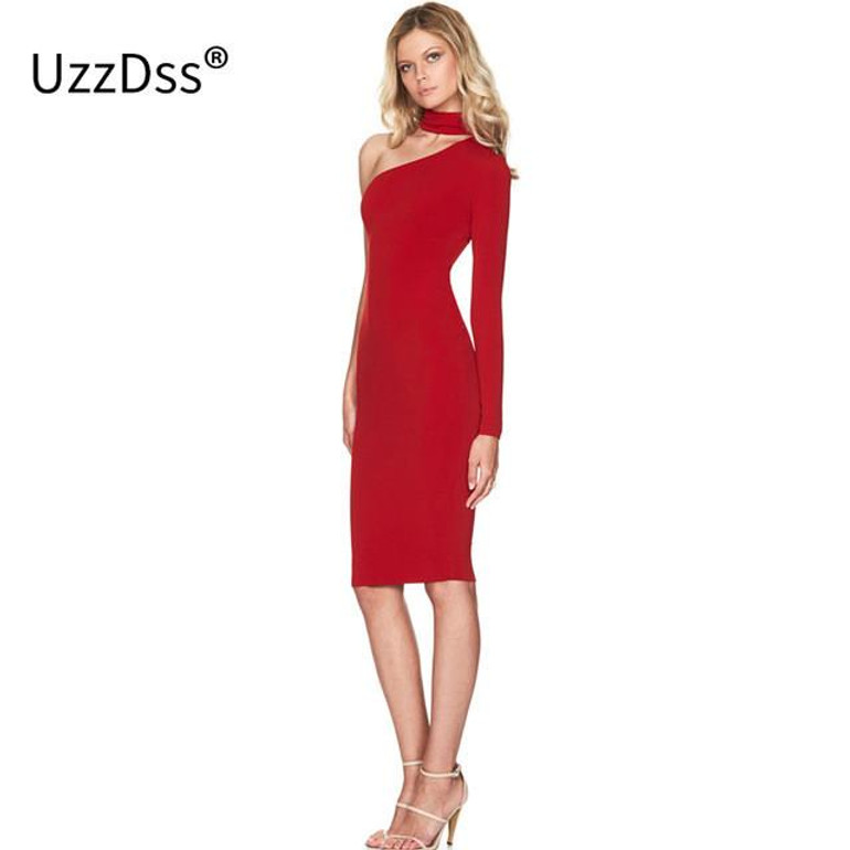 2017 One shoulder dress High neck white party dresses black sexy club bodycon dress bandage autumn winter women dress vestidos 2017 One shoulder dress High neck white party dresses black sexy club bodycon dress bandage autumn winter women dress vestidos