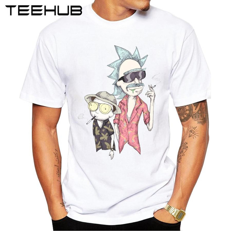 2017 Newest Summer Rick And Morty Men T-shirt Fear Loathing Printed Fashion T shirt Short Sleeve Basic Tee Shirts Cool Tops