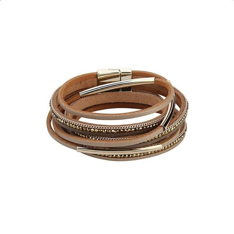 Charm bohemia leather bracelet multilayer women jewelry party gifts
