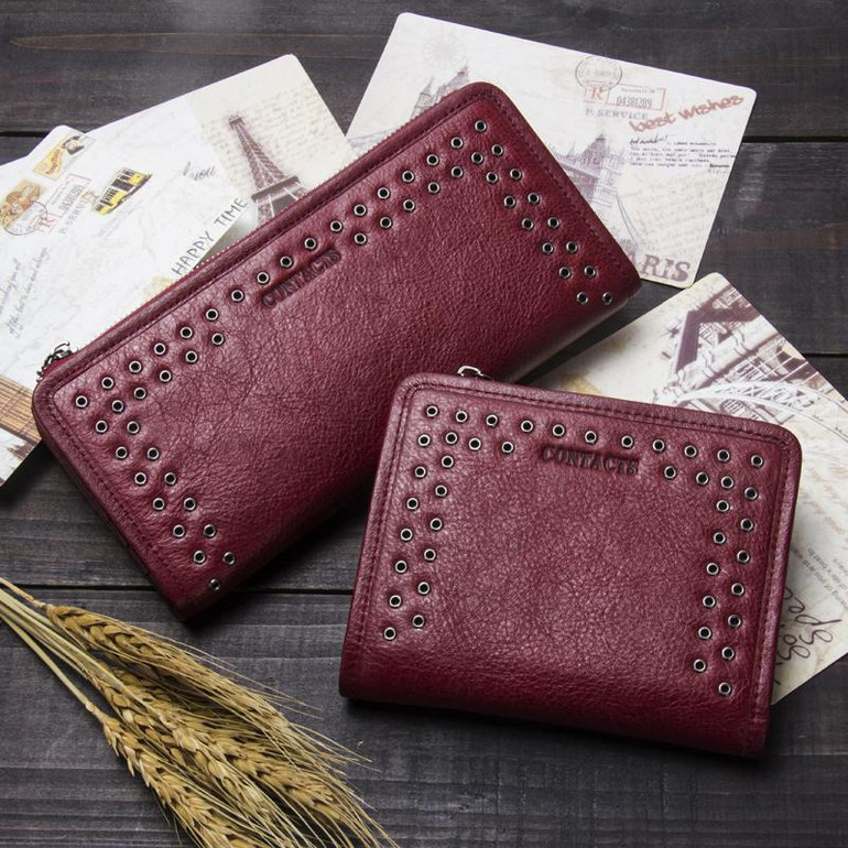 Contact's 2017 New Genuine Leather Wallet For Women Vintage Brand Small Short Ladies Purse Zipper Pocket Coin Organizer Wallets