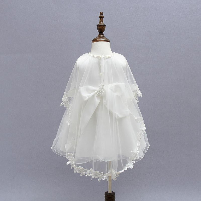 2015 Newborn Baby Christening Gown Infant Girl's White Princess Lace Baptism Dress Toddler Baby Girl Chiffon Dresses 3pcs/set