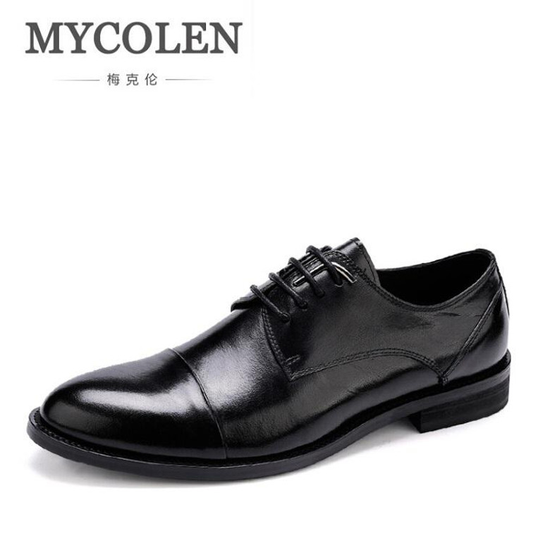 MYCOLEN Luxury Brand Fashion Vintage Retro Handmade Mens Oxford Shoes Business Office Dress Shoes Genuine Leather Male Shoe