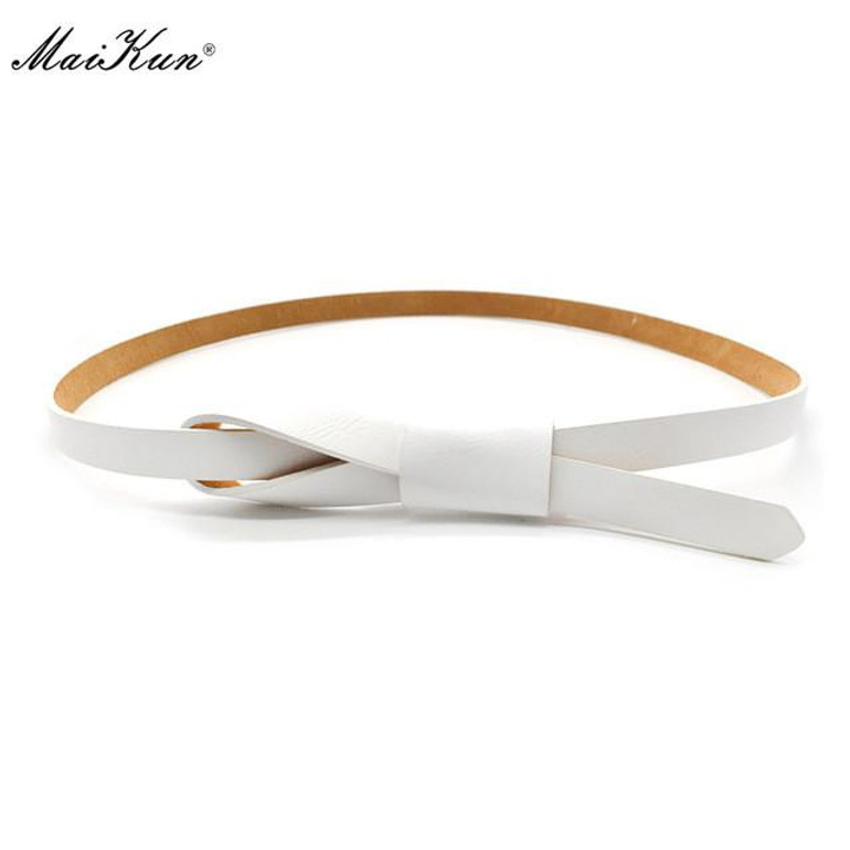 Elegant Wedding Dress Belt for Women Bowknot Faux Leather Luxury Brand Designer Thin Women Belt