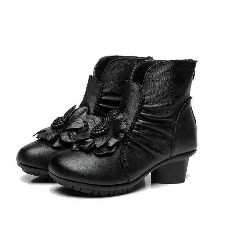 Autumn And winter Fashion Genuine Leather Shoes Women's Boots Casual Women Thick Heels Handmade Woman Ankle Boots Autumn And winter Fashion Genuine Leather Shoes Women's Boots Casual Women Thick Heels Handmade Woman Ankle Boots