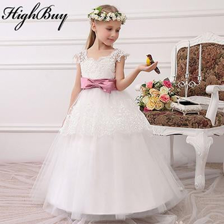 HighBuy 2017 Formal Party Formal Flower Girls Dress baby Pageant dresses Birthday Communion Toddler Kids TuTu  Dress for Wedding