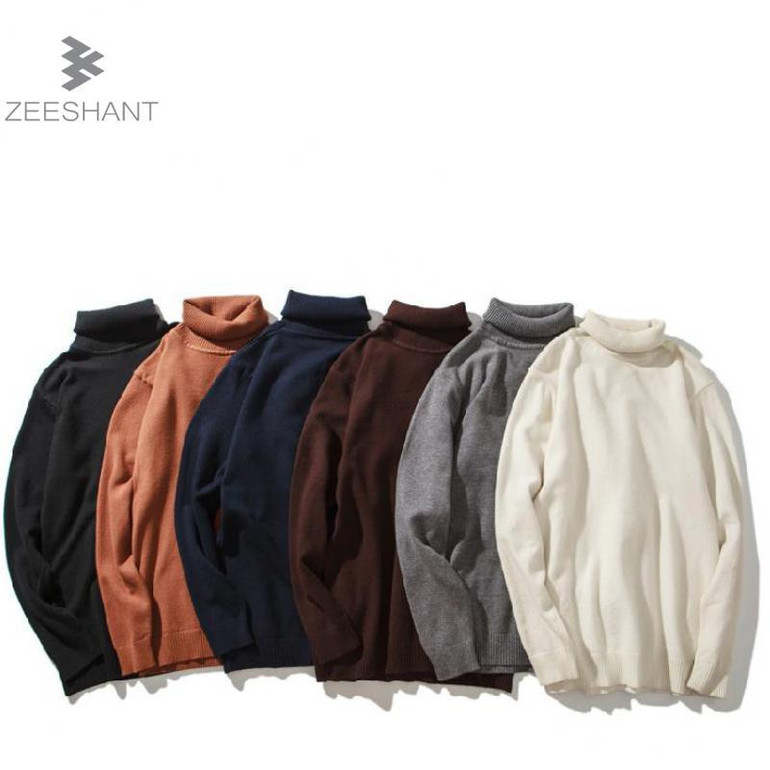 High-grade New 2017 Autumn Winter Youth Turtleneck Sweater Men Knitted Sweater High Elastic Mens Sweaters Pullovers XXL